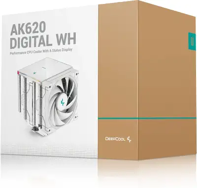Устройство охлаждения(кулер) Deepcool AK620 Digital Soc-AM5/AM4/1200/1700/1851 белый 4-pin 28dB Al+Cu LCD 260W 1486gr Ret (R-AK620-WHADMN-G)