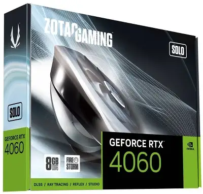 Видеокарта Zotac PCI-E 4.0 RTX 4060 SOLO NVIDIA GeForce RTX 4060 8Gb 128bit GDDR6 2460/17000 HDMIx1 DPx3 HDCP Ret