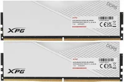 Память DDR5 2x32GB 6400MHz A-Data AX5U6400C3232G-DCLARWH XPG Lancer RGB RTL Gaming PC5-51200 CL32 DIMM 288-pin 1.4В kit dual rank с радиатором Ret