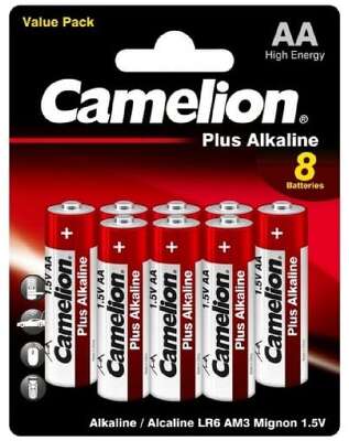 Camelion Plus Alkaline BL8 LR6 (LR6-BP5+3, батарейка,1.5В) (8 шт. в уп-ке)