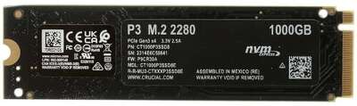 Crucial SSD 1000GB P3 M.2 2280 PCIe NVMe 3.0 x4 CT1000P3SSD8