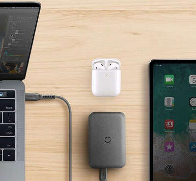 Внешний аккумулятор Uniq HYDEAIR 10000 мАч, USB-C PD 18W/Wireless 7.5/10W, Grey [HYDEAIR-DGREY]