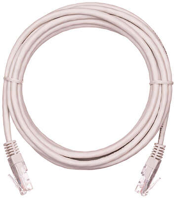 Коммутационный шнур NETLAN U/UTP 4 пары, Кат.5е (Класс D), 100МГц, 2хRJ45/8P8C, T568B, заливной, многожильный, CCA, PVC нг(B), серый, 1,5м, уп-ка 10шт.