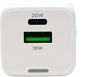 Зарядное устройство Cablexpert MP3A-PC-61, 20Вт GaN, 3А, QC4.0/PD, 1xUSB, 1xType-C, белый, пакет