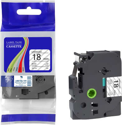 Картридж с лентой NVP TZe-141 черный на прозрачном 18x8 для Brothe (совместимый)