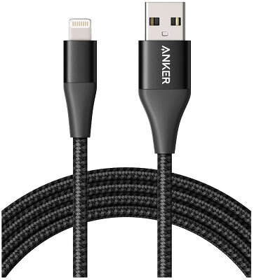 Кабель Anker PowerLine+ II USB to Lightning Cable, 1.8 м, кевлар, Black [A8453H13]