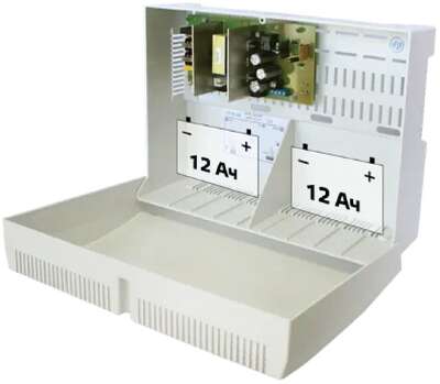 БАСТИОН СКАТ-2400 (СКАТ ИБП-24/3-2X12) источник питания 24В 2.5А пластик корпус под АКБ 2х12Ач холодный пуск, МПТ (105)