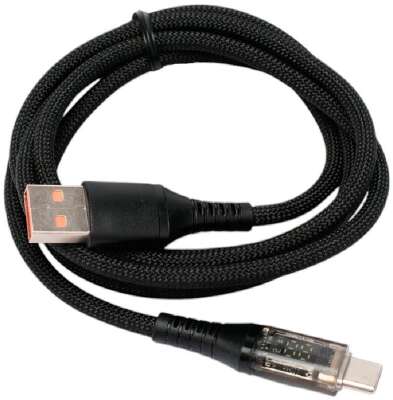 Cablexpert Кабель USB2.0, AM/Type-C, 6A, 66Вт, QC3.0, дисплей, оплетка, медь, 1м, черный (CCP-USB2-AMCM-SCR-1M)