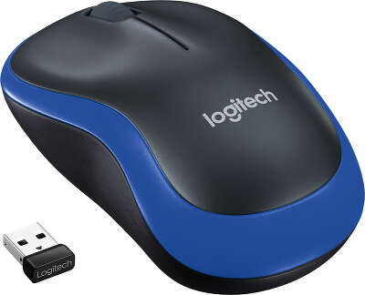 Мышь беспроводная Logitech Wireless Mouse M185 Black/Blue USB (910-002239)