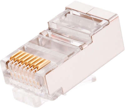 Коннектор NIKOMAX RJ45/8P8C под витую пару, Кат.6 (Класс E), 250МГц, покрытие 50мкд, универсальные ножи, экранированный, круглый ввод, уп-ка 100шт.