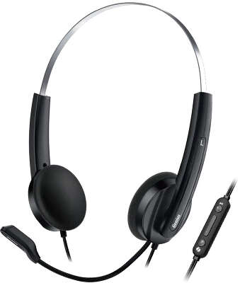 Гарнитура проводная GENIUS HS-220U black (USB, кабель 2,4м) (31710020402)