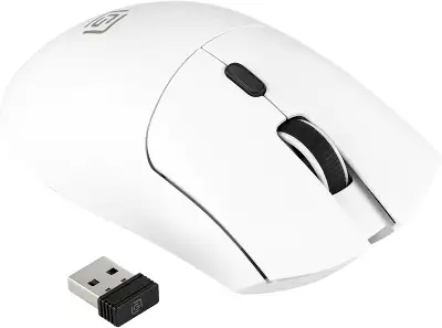 Мышь Оклик 801GW белый/черный оптическая 10000dpi беспров. BT/Radio USB 6but