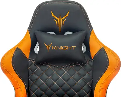 Кресло игровое Knight ARMOR черный/оранжевый ромбик эко.кожа с подголов. крестов. металл