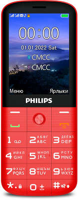 Мобильный телефон Philips E227 Xenium 32Mb красный моноблок 2Sim 2.8" 240x320 0.3Mpix GSM900/1800 FM microSD