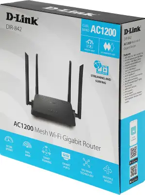 Роутер беспроводной D-Link DIR-842/RU/R5 AC1200 10/100/1000BASE-TX черный