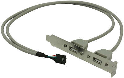 Планка портов 2x5-pin USB 2.0(f)-2xUSB 2.0 Type-A, 28см, серебристый ORIENT (C086)