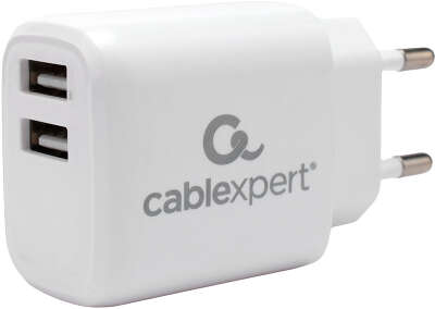 Зарядное устройство Cablexpert MP3A-PC-58, 10.5Вт, 2.1А, 2хUSB, белый, пакет