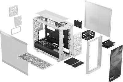 Корпус Fractal Design Meshify 2 Lite White TG Clear Tint, белый, EATX, Без БП (FD-C-MEL2A-04)