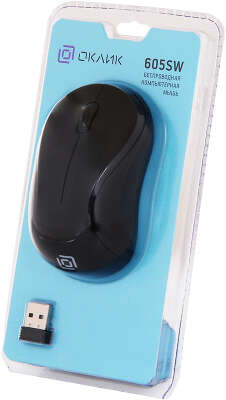 Мышь Оклик 605SW черный оптическая 1200dpi беспров. USB для ноутбука 3but (384108)
