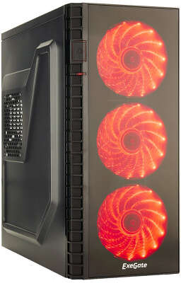 Корпус ExeGate EVO-7215, черный/красный, ATX, Без БП (EX278416RUS)