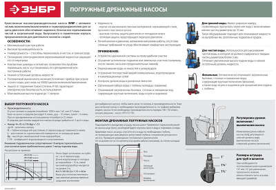 Насос фекальный Зубр НПФ-250 250Вт 9000л/час
