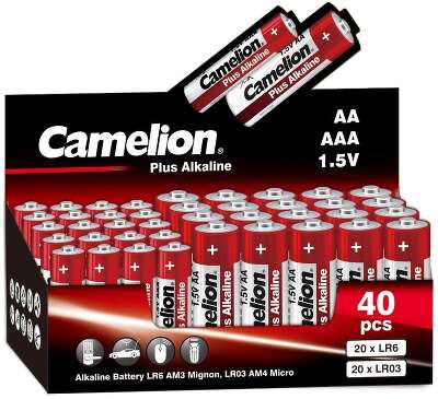 Camelion Plus Alkaline COMBO40 (20LR6 + 20LR03-CB, батарейка,1.5В) (40 шт. в уп-ке) 