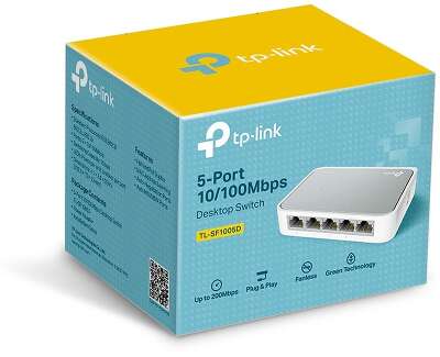 Коммутатор TP-LINK TL-SF1005D 5 портов (5x100Mbs, неуправляемый, настольный, L2, корпус-пластик) (TL-SF1005D)