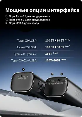 Мобильный аккумулятор Romoss PPU10 10000mAh QC/PD 130W 5A USB-A/USB-C серебристый/черный (1746858)