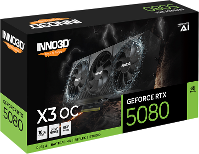 Видеокарта INNO3D RTX 5080 X3 OC//RTX5080, HDMI, DP*3, 16G,D7