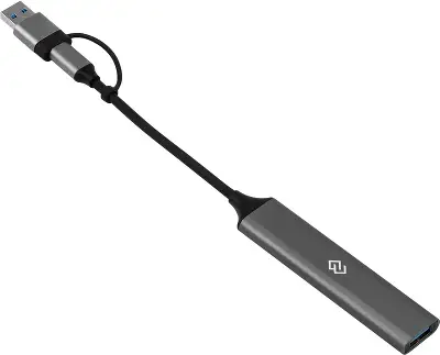 Разветвитель USB-C + USB-A Digma DHUB-4USB-AC-3.0 4порт. серебристый