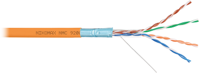 Кабель NIKOMAX F/UTP 4 пары, Кат.5e (Класс D), тест по ISO/IEC, 100МГц, одножильный, BC (чистая медь), 24AWG (0,52мм), полимерный материал нг(А)-HF, внутренний, оранжевый, 305м - гарантия: 15 лет / 25 лет системная