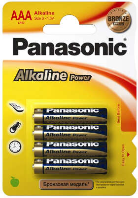 Комплект элементов питания AAA Panasonic Alkaline Power [LR03REB/4BPR] (4 шт в блистере)