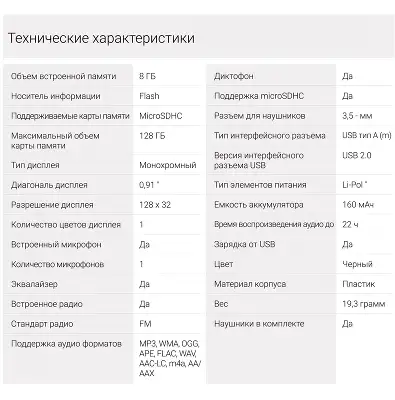 Плеер Flash Digma U4 8Gb черный/0.91"/FM/microSDHC