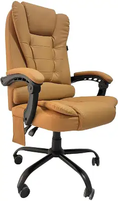 Кресло Cactus CS-CHR-OC05M-BR с вибромассажем бежевый экокожа с подголов. крестов. пластик черный