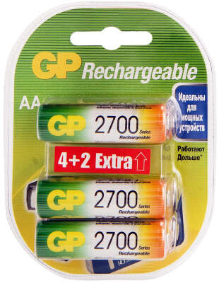 Аккумулятор GP 2700AAHC4/2 AA NiMH 2700mAh (6шт) блистер