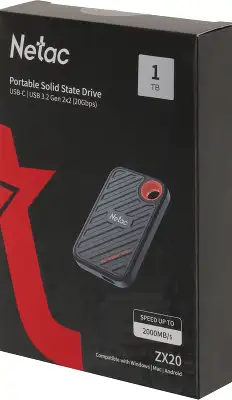 Накопитель SSD Netac USB-C 1000Gb NT01ZX20-001T-32BL ZX20 2.5