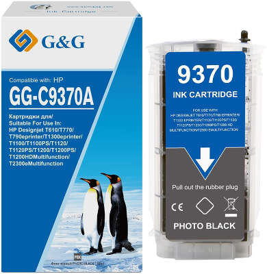 Картридж струйный G&G GG-C9370A №72 фото черный (130мл) для HP HP Designjet T610, T770, T790eprinter, T1300eprinter, T1100, T1100PS, T1120, T1120PS, T1200, T1200PS, T1200HDMultifunction, T2300eMultifunction