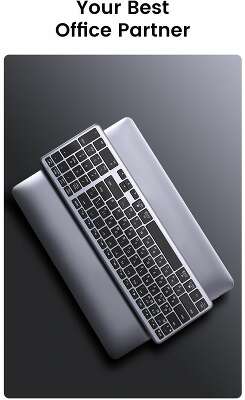 Клавиатура беспроводная UGREEN KU005 (15956) 2.4GHz Bluetooth5.0 Ultra Slim Wireless Keyboard. серебристый