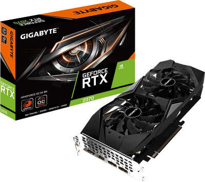 Видеокарта GIGABYTE nVidia GeForce RTX 2070 WINDFORCE OC 2X 8Gb GDDR6 PCI-E HDMI, 3DP