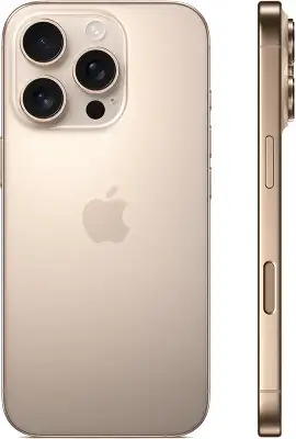 Смартфон Apple A3292 iPhone 16 Pro 128Gb бежевый титан моноблок 3G 4G 1Sim 6.3" 1206x2622 iOS 18 48Mpix 802.11 a/b/g/n/ac/ax/be NFC GPS Protect
