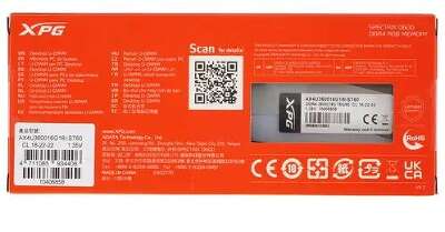 Модуль памяти DDR4 UDIMM 16Gb DDR3600 ADATA XPG SPECTRIX D60G RGB (AX4U360016G18I-ST60)