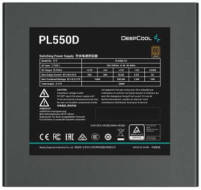 Блок питания 550W Deepcool PL550D (ATX, 80+ Bronze, APFC, 20+4 pin, 120mm fan, PCI-E 6+2Px3, 6xSATA) (R-PL550D-FC0B-WDEU-V2)