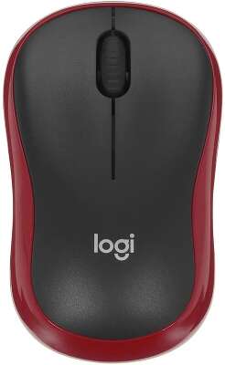 Мышь беспроводная LOGITECH M185 черный/красный (USB, 1000dpi, 3but) (910-002633)
