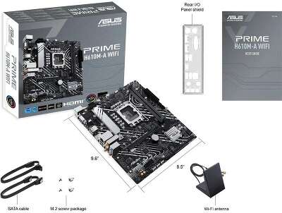 ASUS PRIME H610M-A WIFI (Socket 1700, mATX, 2xDDR5(96GB), VGA/DP/HDMI, 1xPCIe 4.0x16/1xPCIe 3.0, 1xLAN, Wi-Fi, BT, 4xSATA 6Gb/s, 2xM.2, 1xUSB 3.2, 4xUSB 2.0, 2xPS/2)