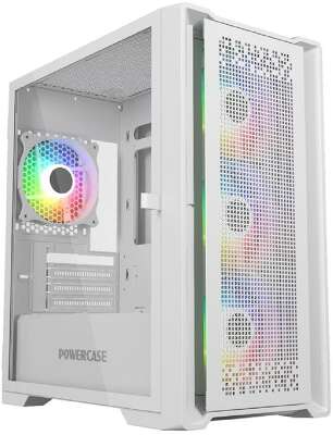 Powercase ByteFlow Micro White, Tempered Glass, 4х 120mm ARGB fans, ARGB HUB, белый, mATX  (CAMBFW-A4)