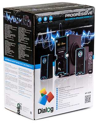 Dialog Progressive AP-222B BLACK - акустические колонки 2.1, 30W+2*10W RMS, Bluetooth, USB+SD reader