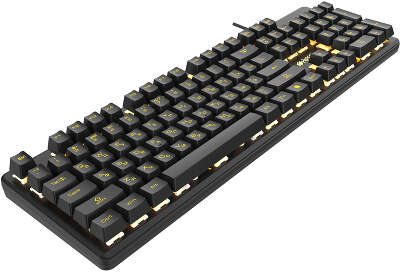Игровая клавиатура HIPER GK-4 CRUSADER чёрная (Slim, USB, Янтарная подсветка, Влагозащита)