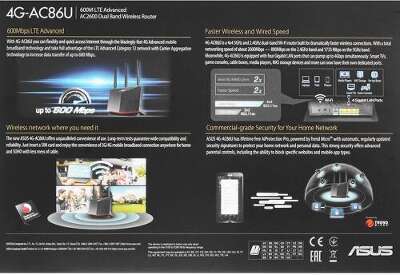 Wi-Fi роутер ASUS 4G-AC86U, 802.11a/b/g/n/ac, 2.4 / 5 ГГц