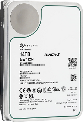 Жесткий диск/ HDD Seagate SAS 14Tb Exos 2X14 7200 256Mb OFFICIAL RECERTIFIED 1 year warranty (Only HBA + software RAID) (replacement ST14000NM004J, ST14000NM002G, MG09SCA14TE, ST12000NM004J, ST12000NM002G)