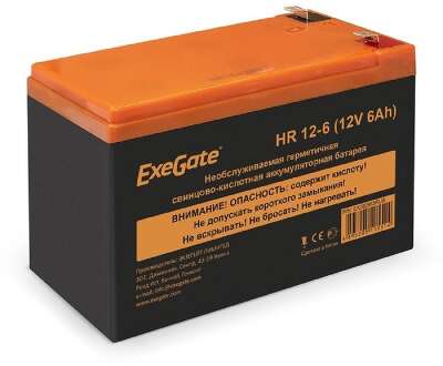 ExeGate EX288653RUS АКБ HR 12-6 (12V 6Ah 1224W, клеммы F2+F1-)